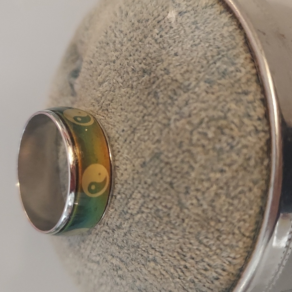 Silver Multi Color Mood Ring Band